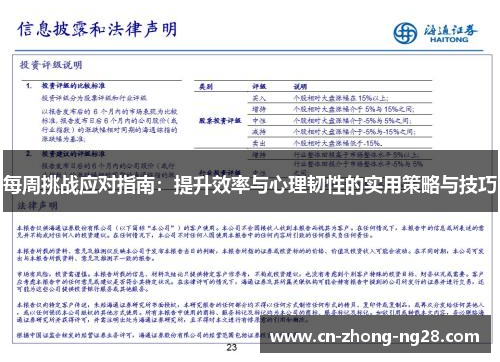 每周挑战应对指南：提升效率与心理韧性的实用策略与技巧